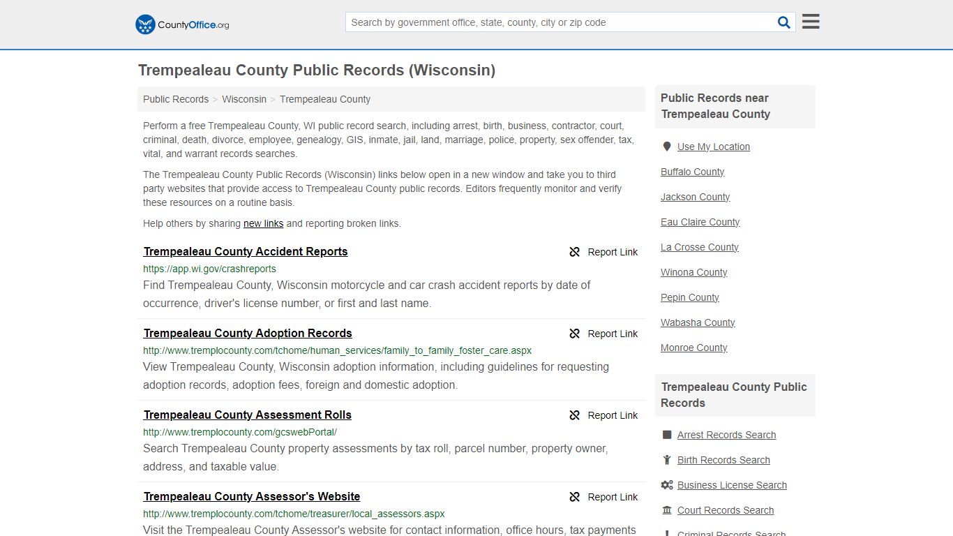 Public Records - Trempealeau County, WI (Business, Criminal, GIS ...