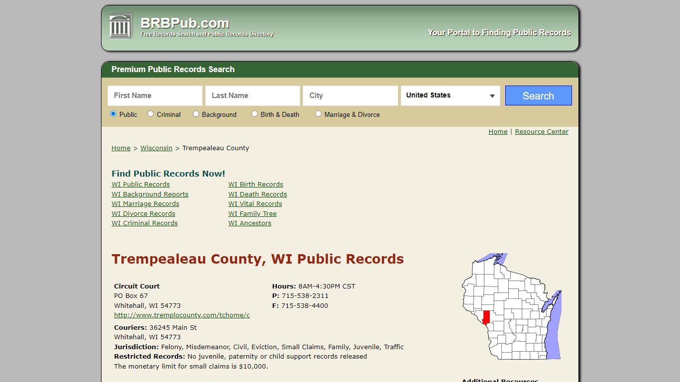Trempealeau County, WI Public Records - BRB Pub