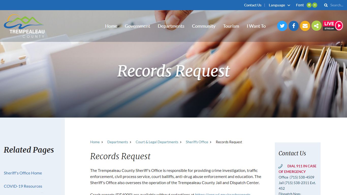 Records Request - Trempealeau County